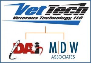 DAi and MDW logos joined under VetTech logo